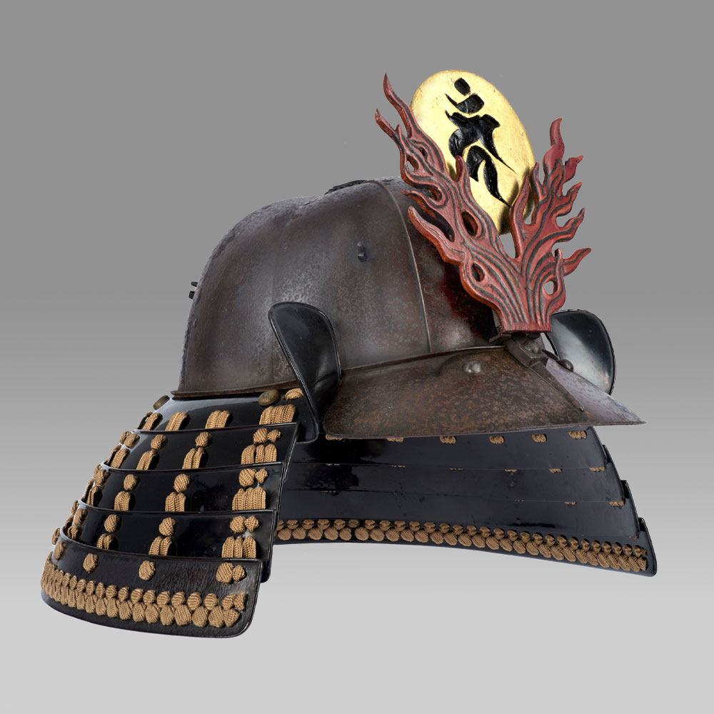 Japanese Samurai Helmet for sale. Tate-hagi Suji Kabuto myochin School.